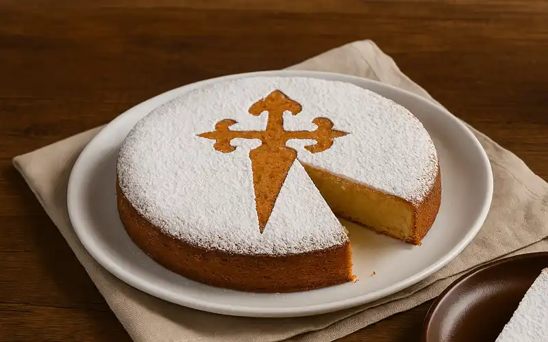 Ejemplo de imagen de postre: tarta de Santiago