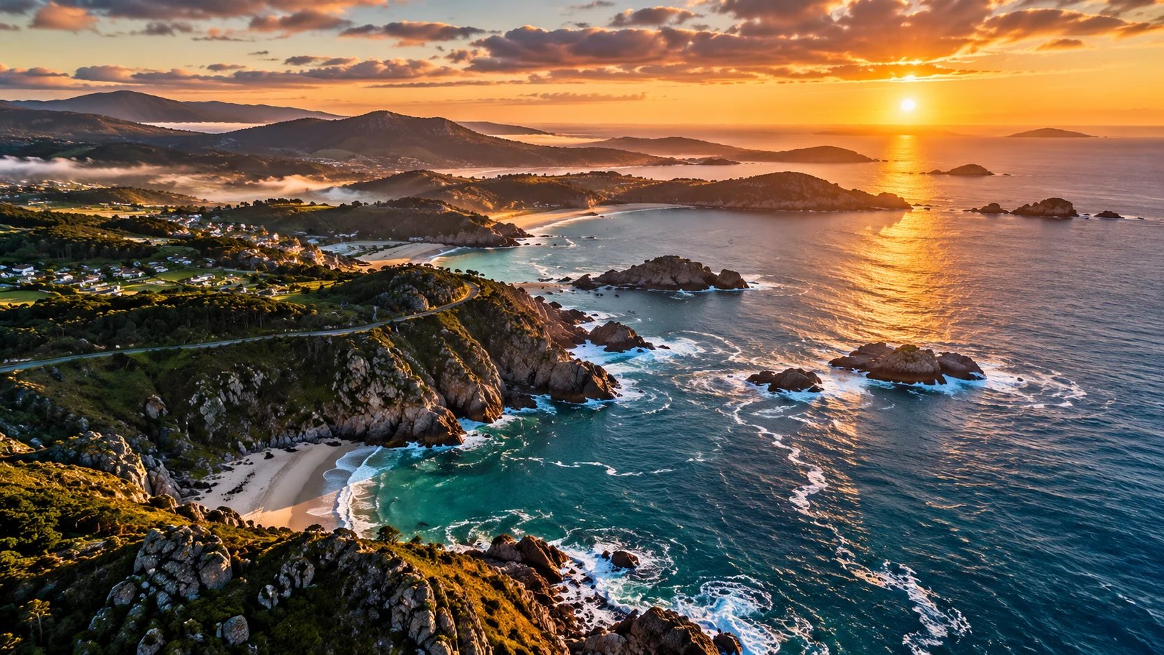 La costa de Nigrán, con sus playas y el paisaje de la ría