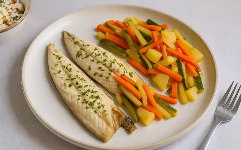 filetes de caballa al horno con verduras
