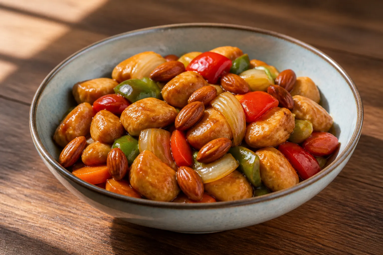 Pollo con almendras estilo oriental