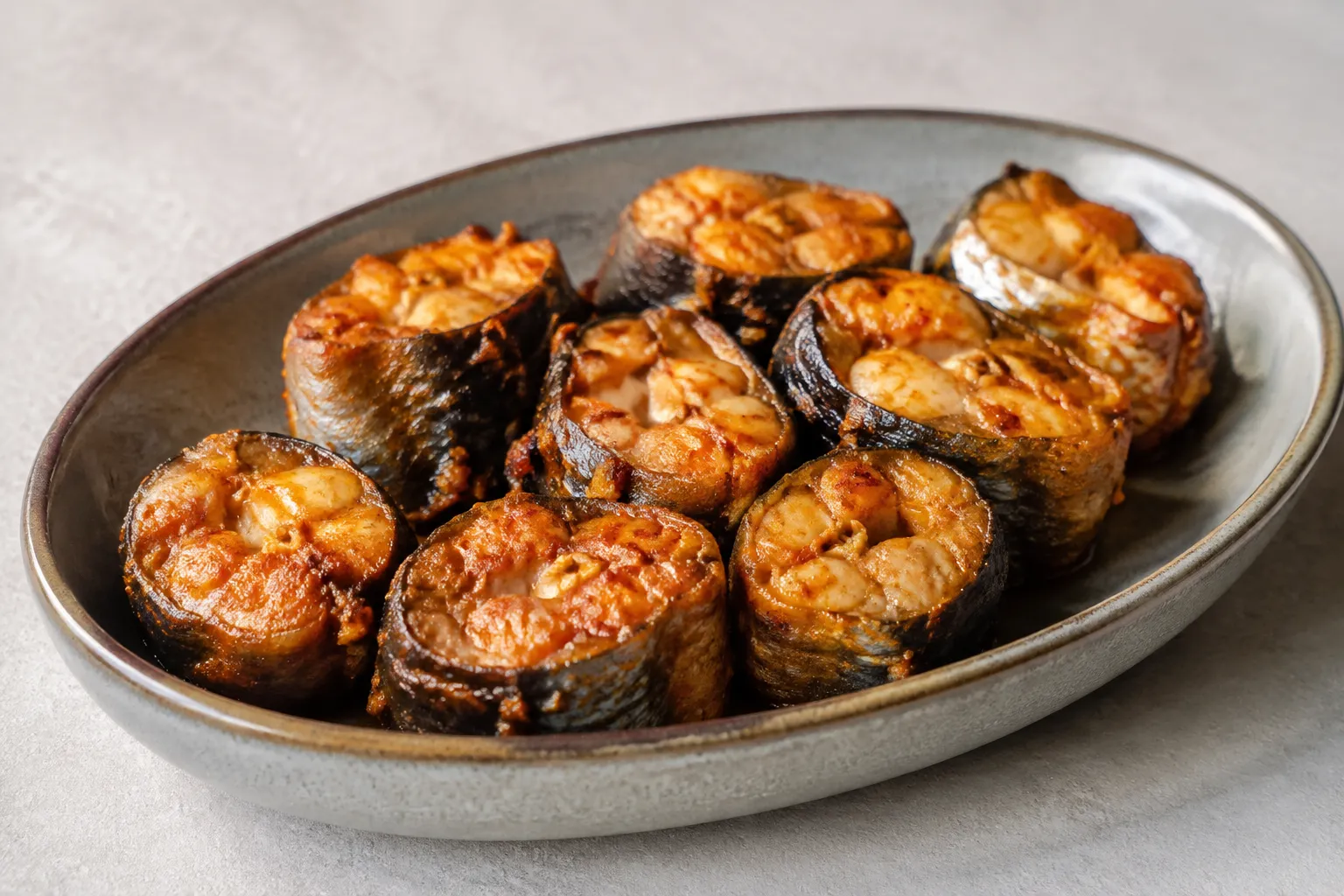 Anguila en adobo con ajo, comino y pimentón
