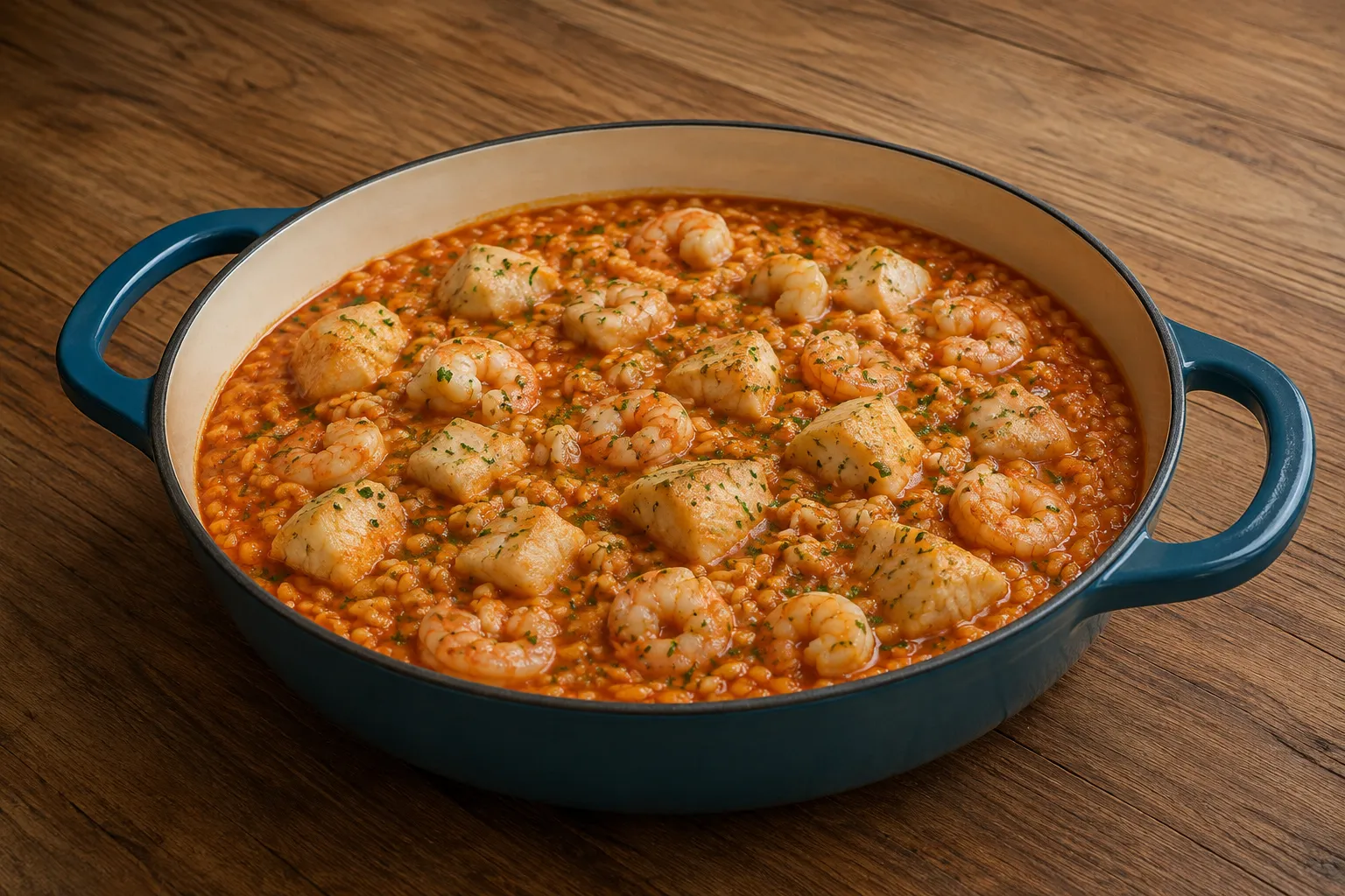 Arroz con rape y gambas
