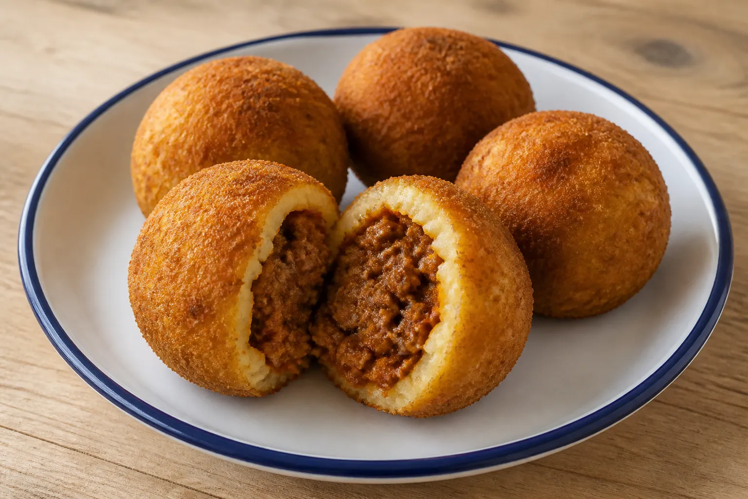 Bombas de patata rellenas de carne