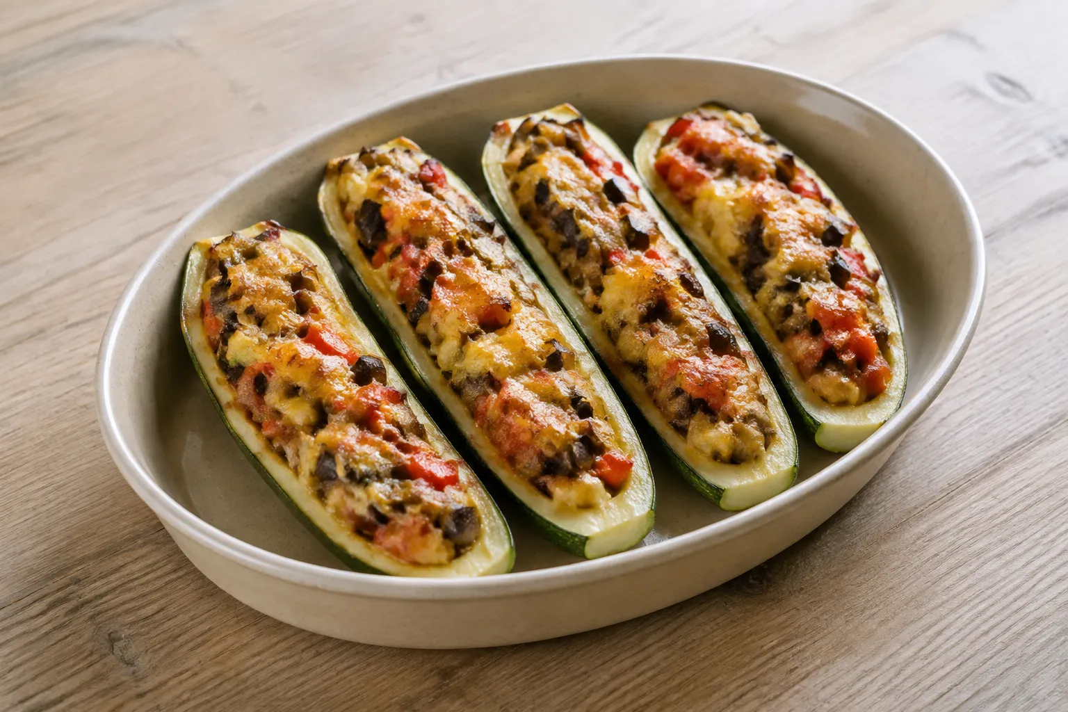 Calabacín relleno de verduras
