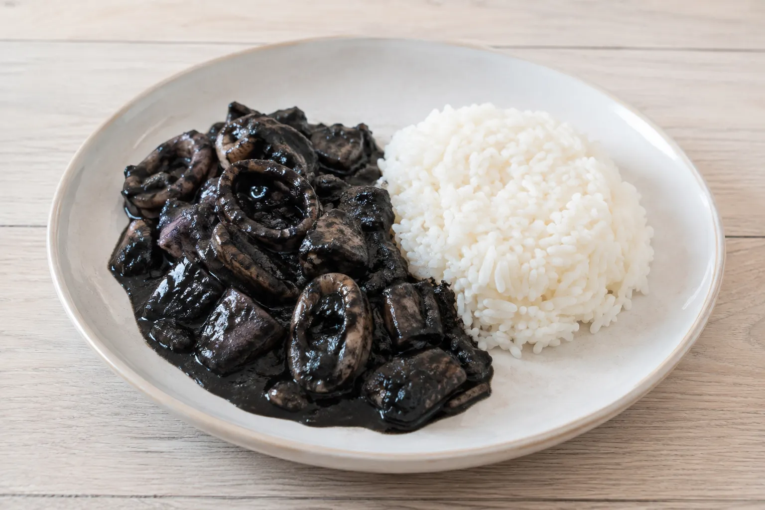 calamares en su tinta con arroz