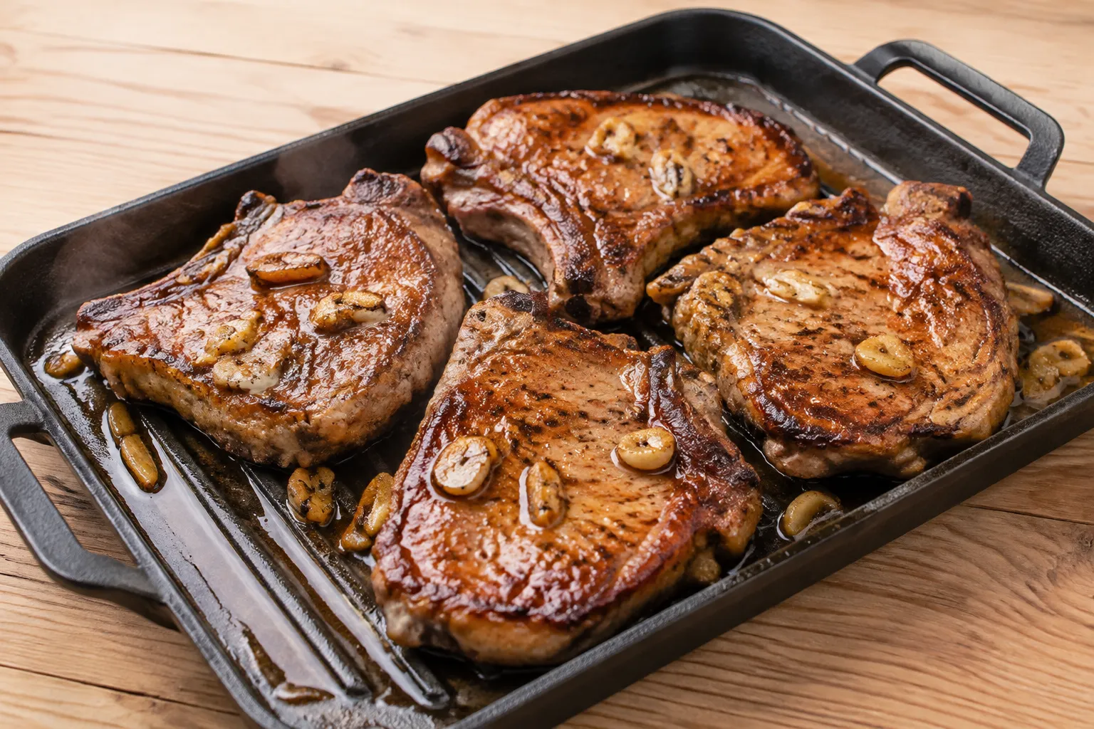 Chuletas de cerdo al ajillo