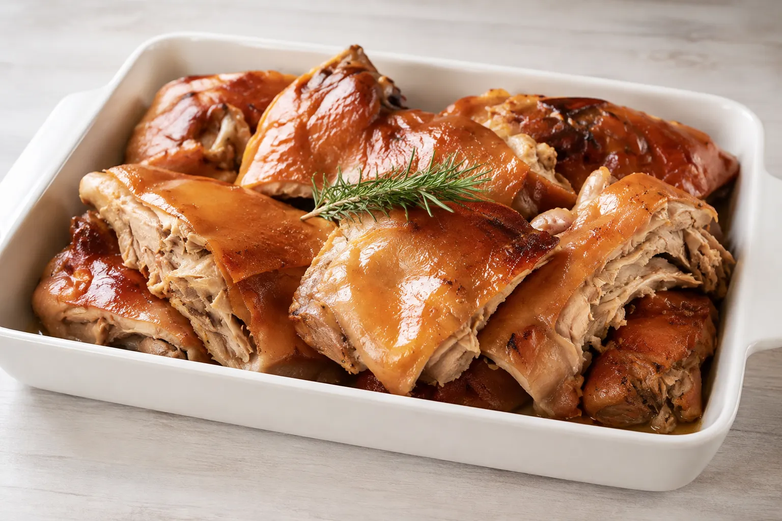 Cochinillo al horno con la piel crujiente