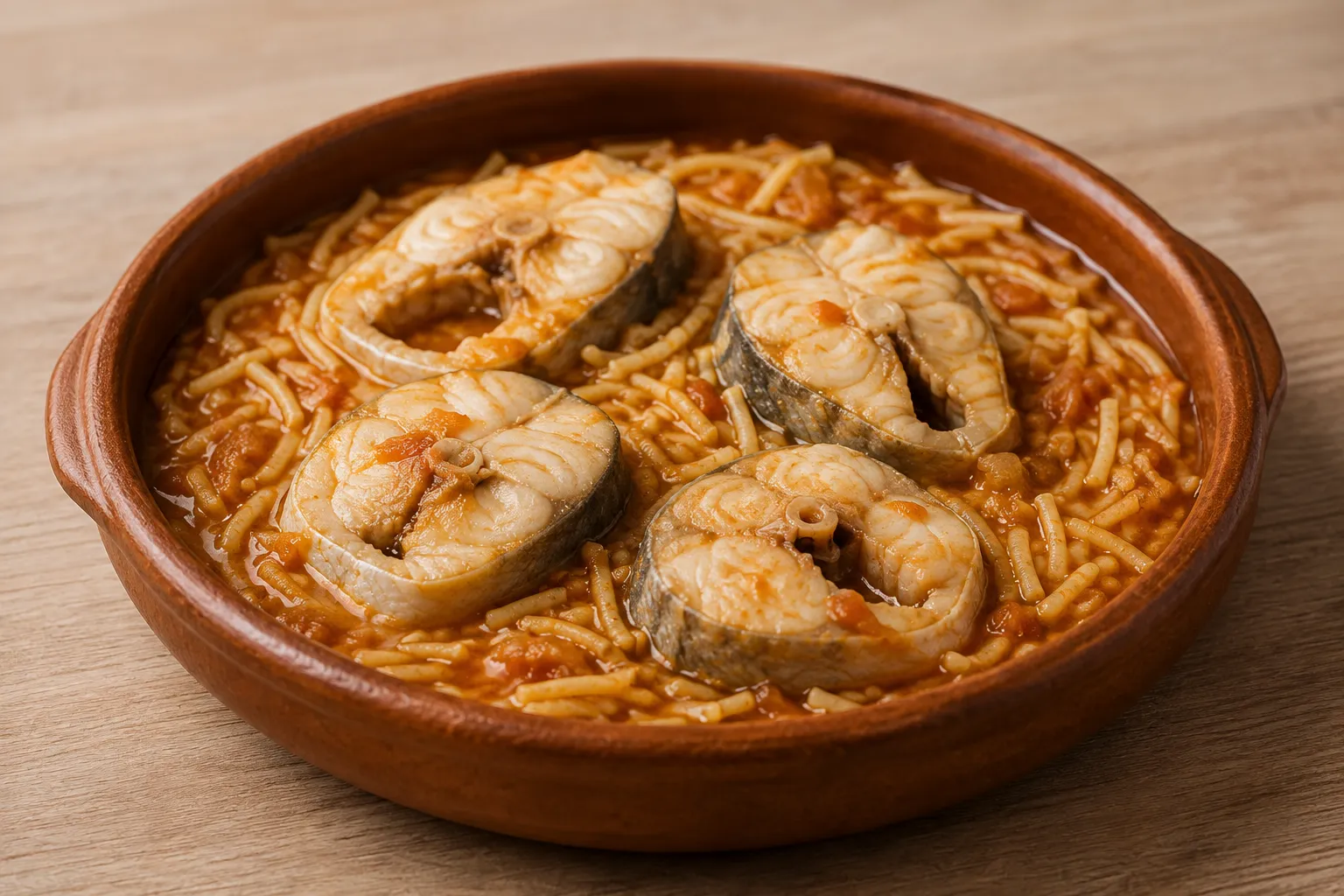 Congrio guisado con fideos