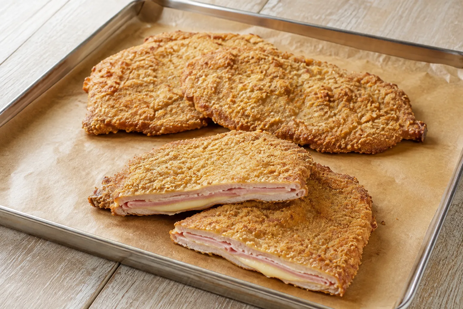 Chuleta en cordon bleu rellena de jamon y queso