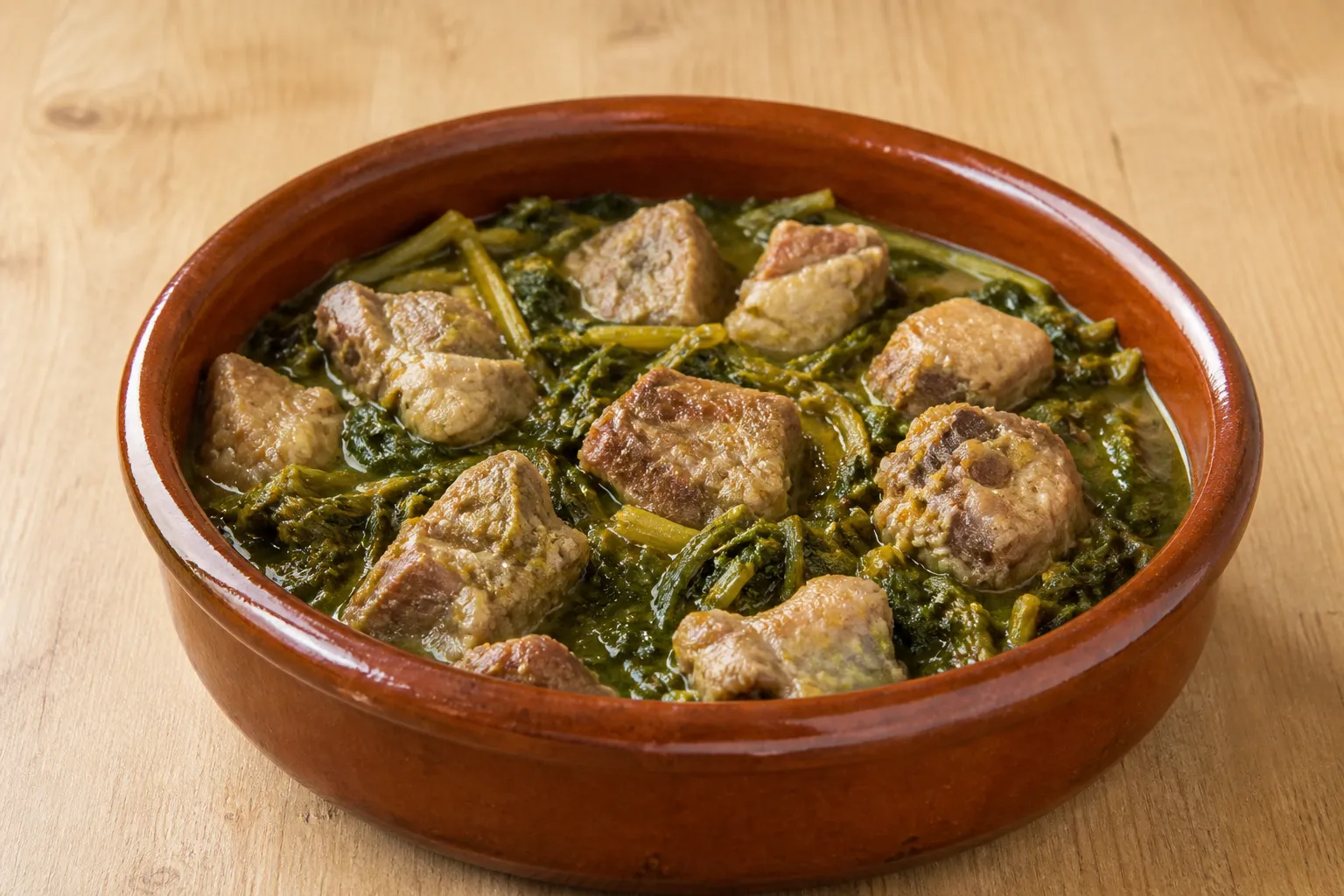 Costilla de cerdo con grelos
