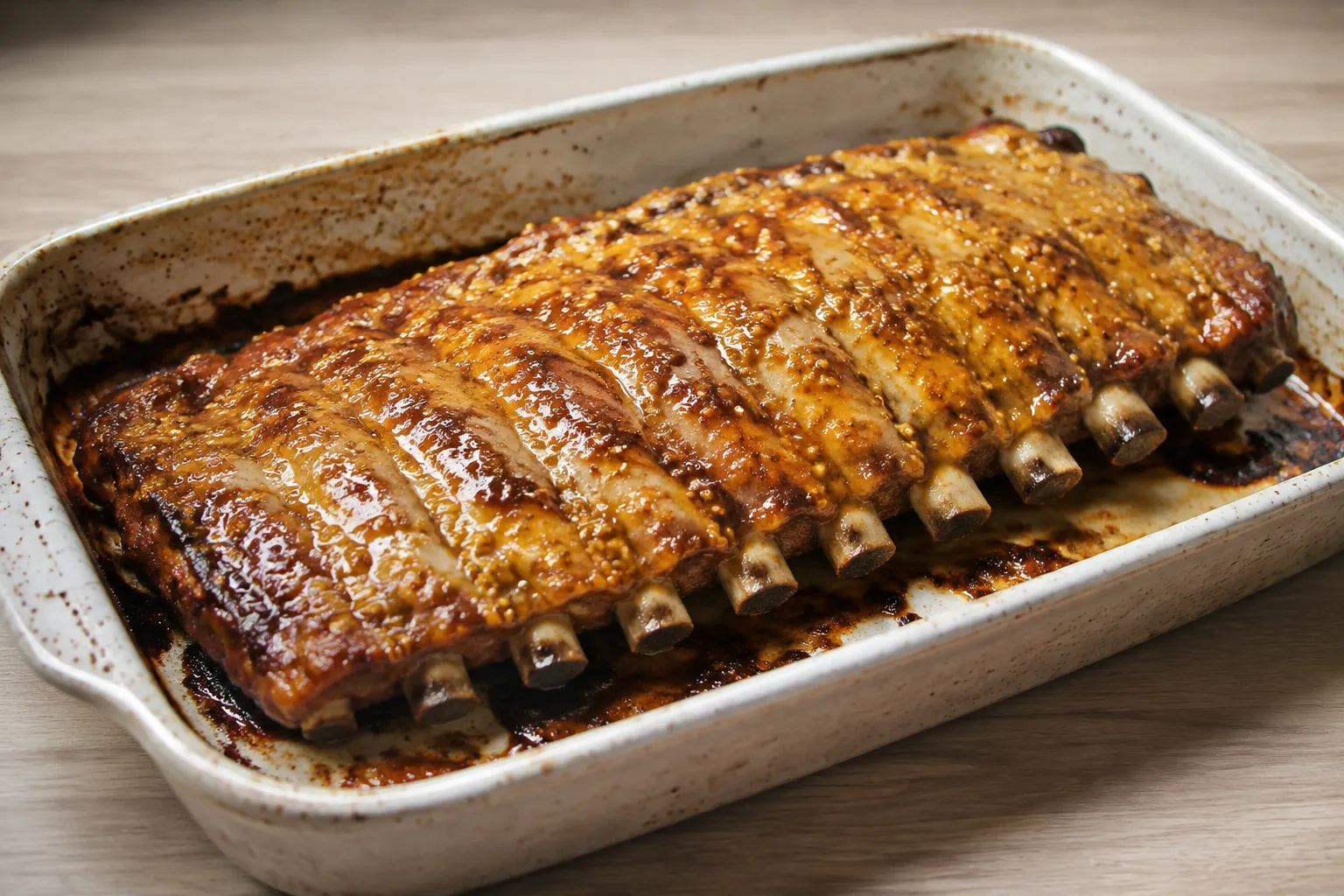 Costillas de cerdo al horno con miel y mostaza