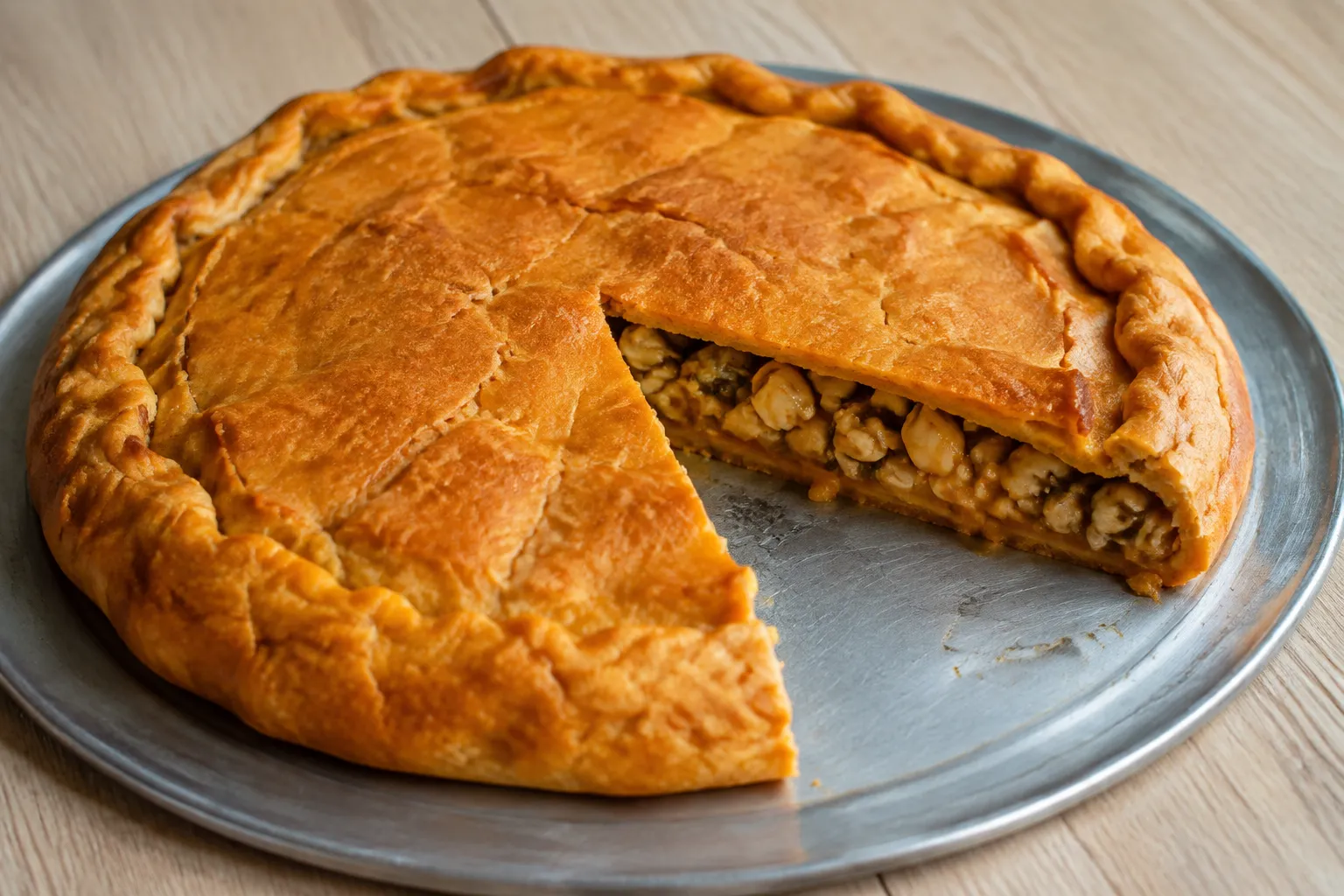 Empanada de berberechos con masa de maíz