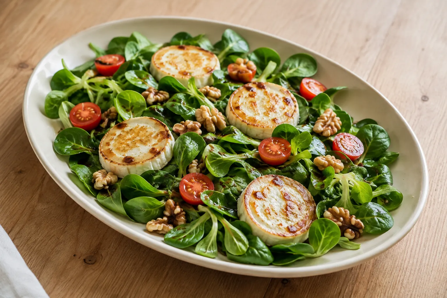 Ensalada de canónigos y queso de cabra