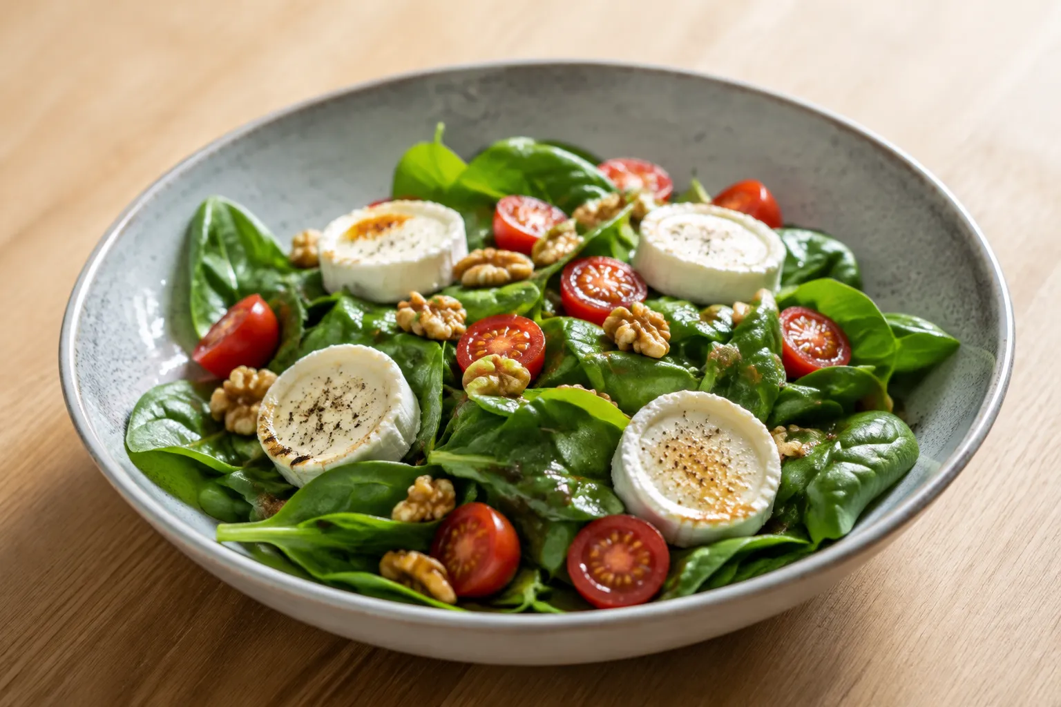 Ensalada de espinacas y queso de cabra