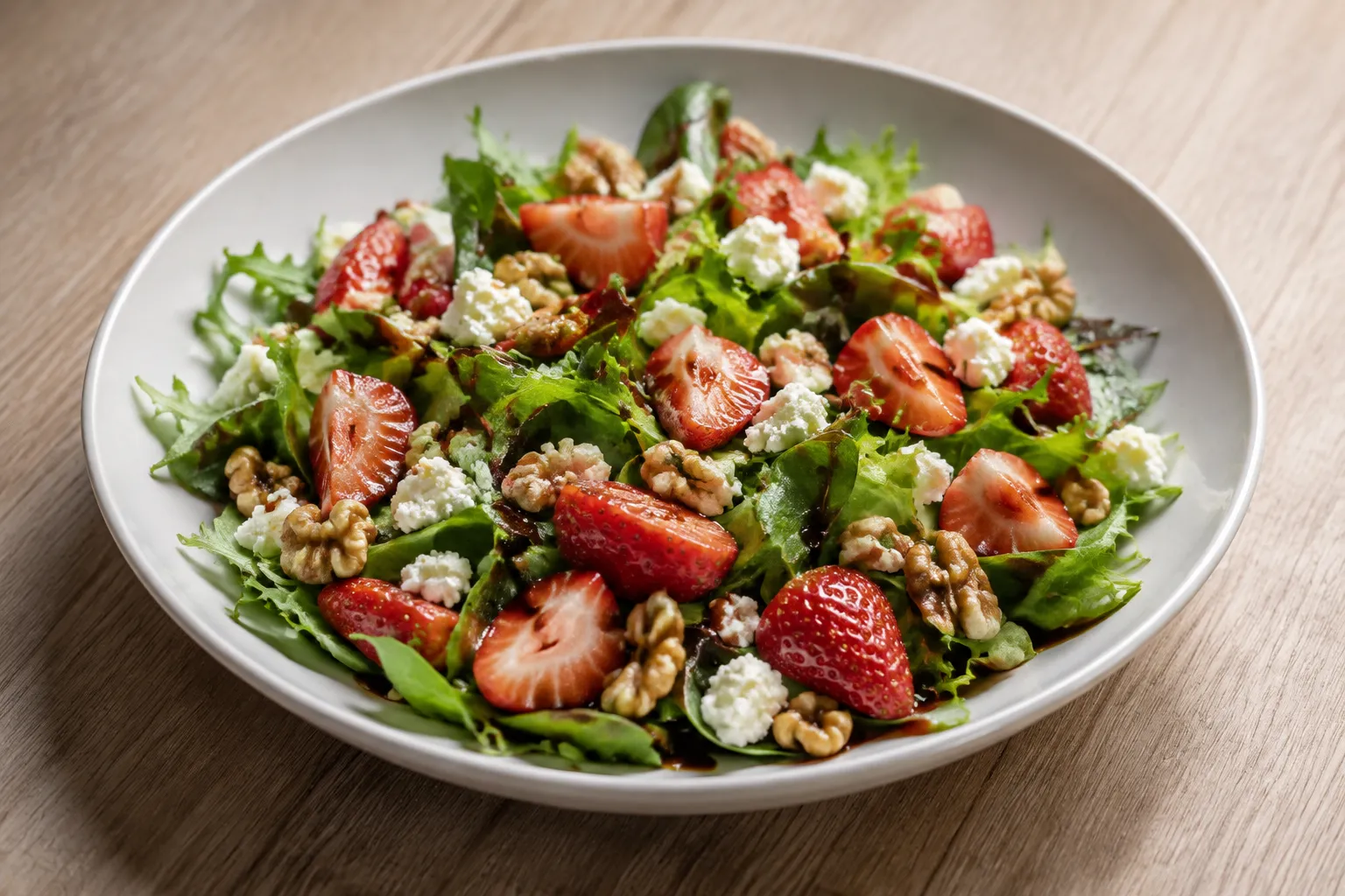 Ensalada de fresas y queso de cabra