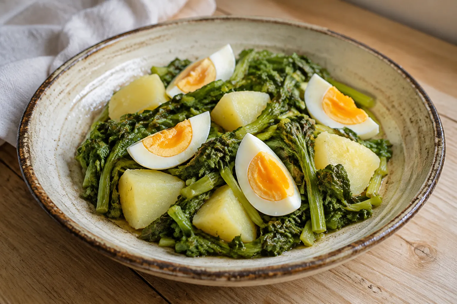 Ensalada de grelos, patata y huevo