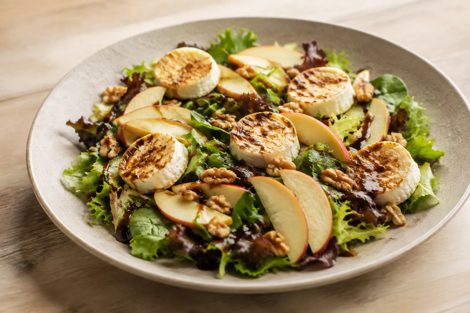 Ensalada de queso de cabra y manzana