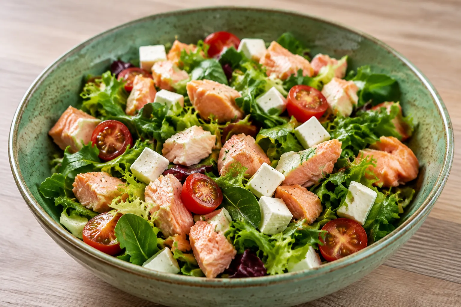 Ensalada de salmón y queso