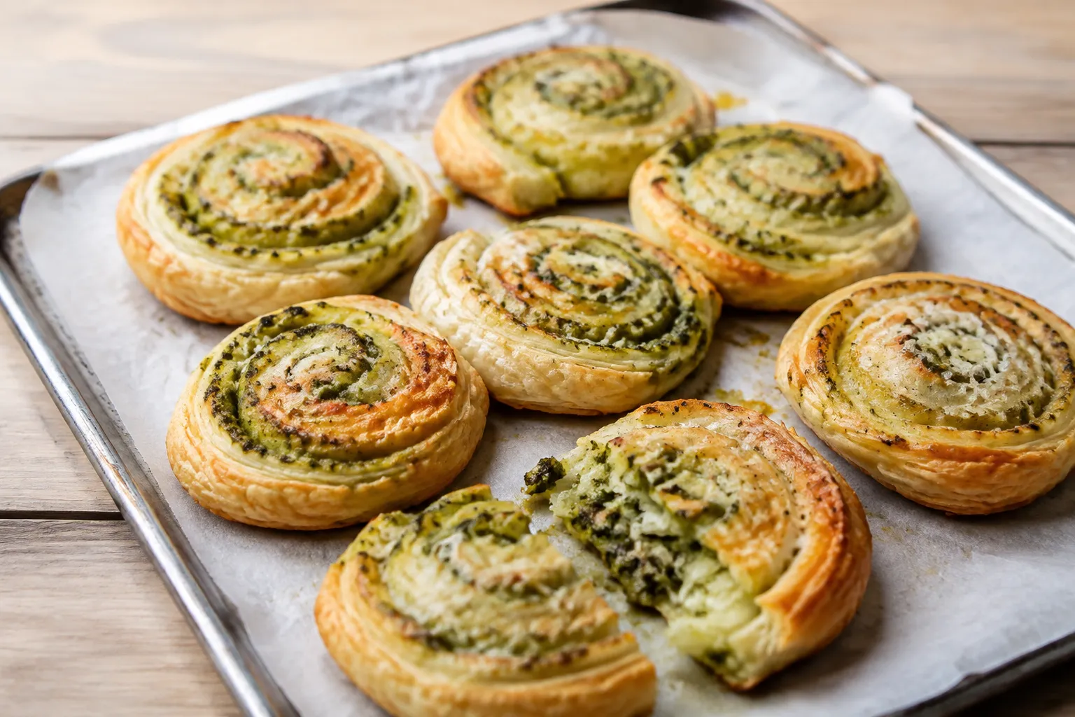 Imagen de la receta Espirales de hojaldre con pesto y parmesano