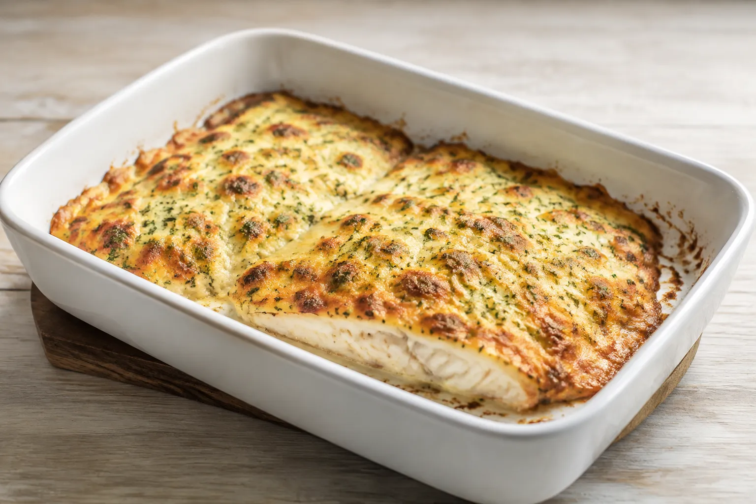 Lenguado gratinado con queso y hierbas