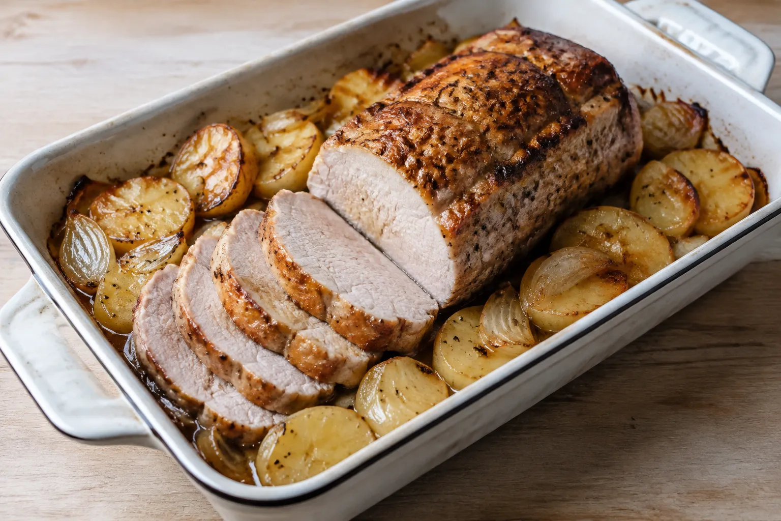 Lomo de cerdo al horno con patatas