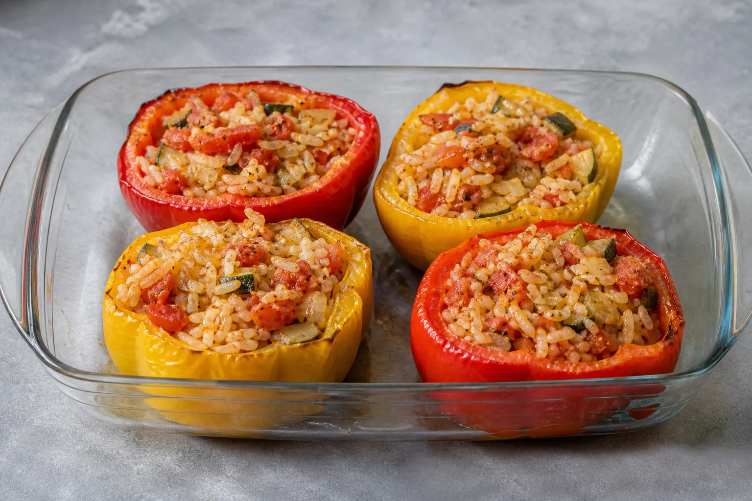 Pimientos rellenos de arroz