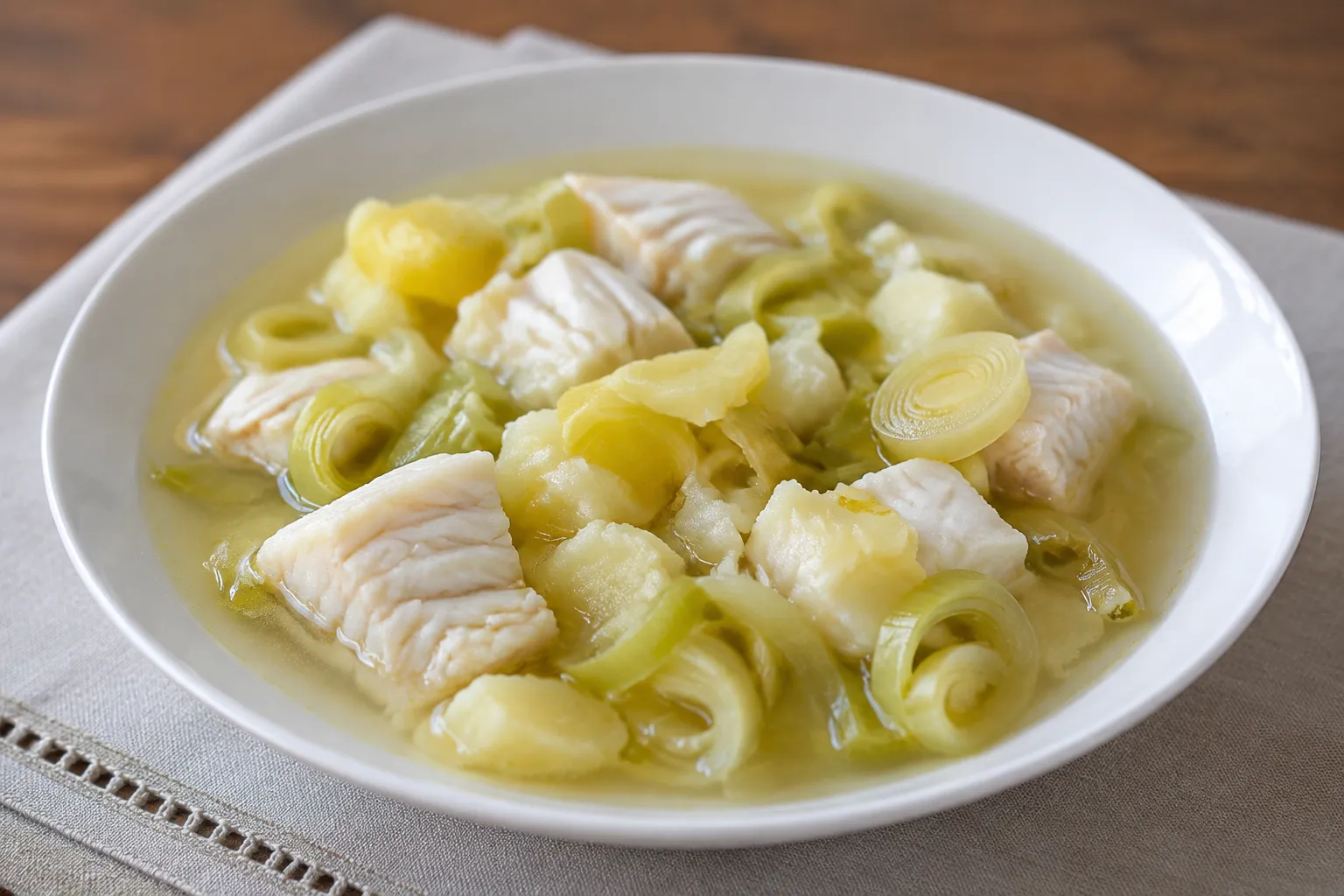 Porrusalda con bacalao