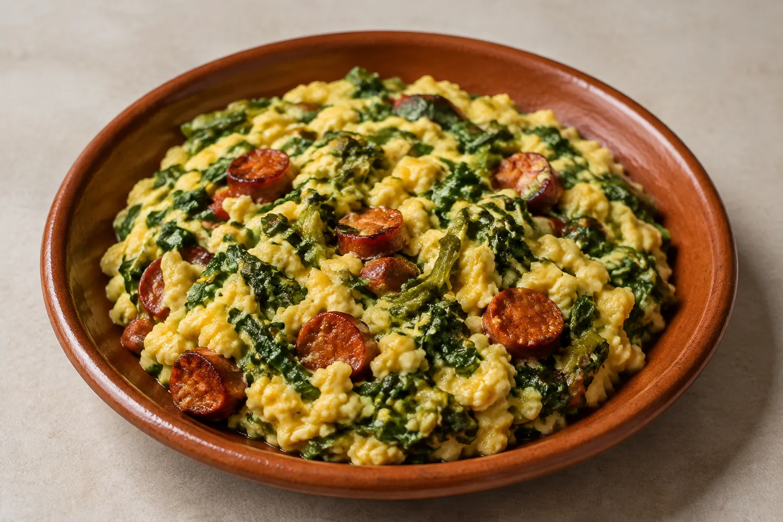 Imagen de la receta Revuelto de grelos y chorizo