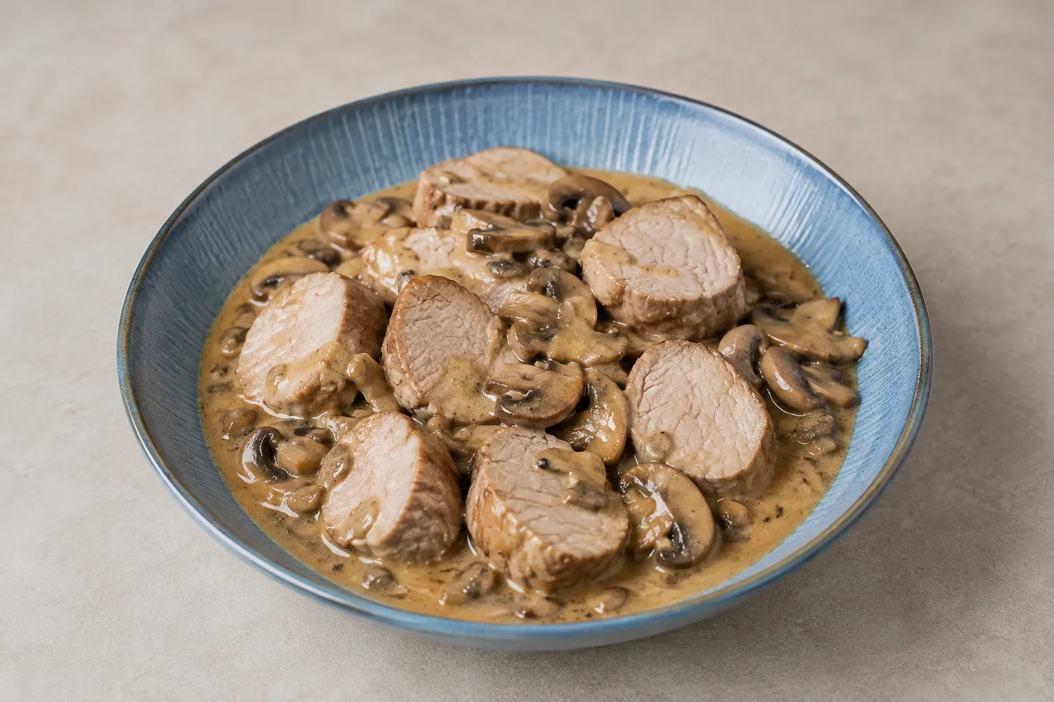 Solomillo de cerdo en salsa de champiñones