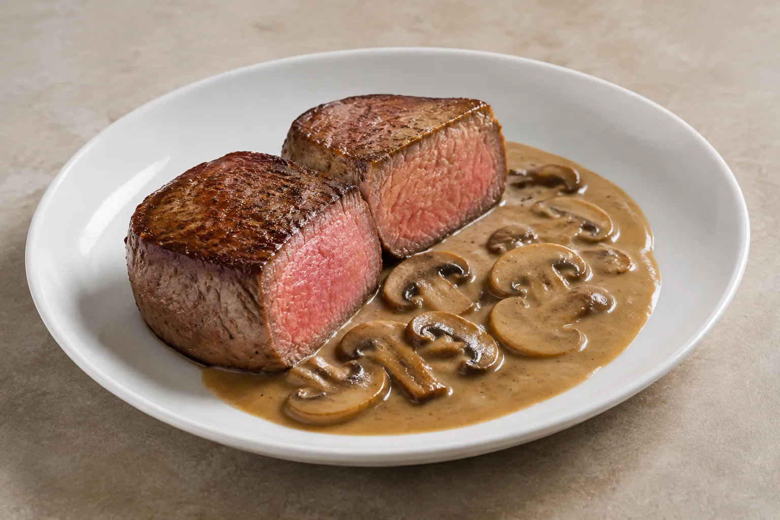 Imagen de la receta Solomillo de ternera con salsa de setas
