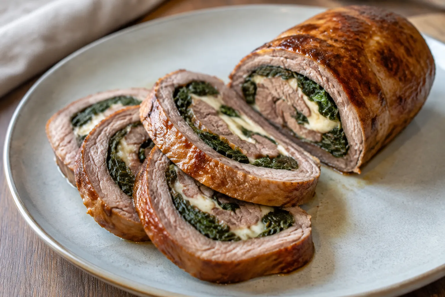 Ternera rellena de espinacas y queso