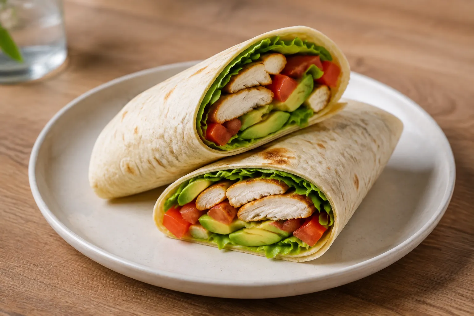 Wraps de pollo con aguacate y lechuga