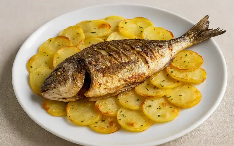 besugo al horno con patatas panaderas