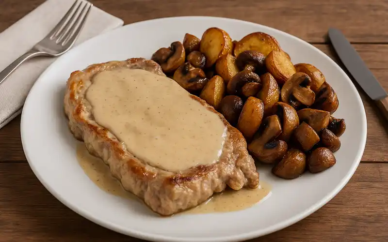 Entrecot de ternera con salsa de queso azul
