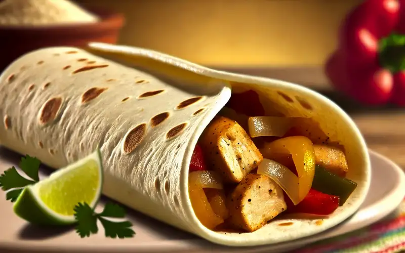 Fajitas de pollo con pimientos y cebolla