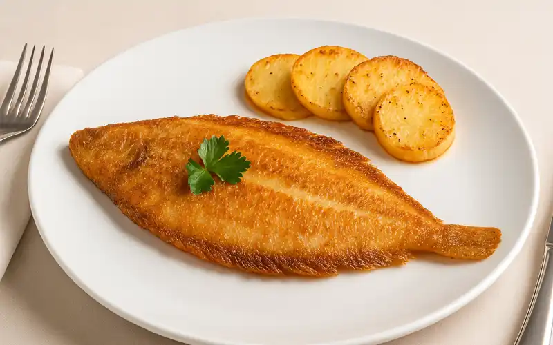 Lenguado frito con guarnición