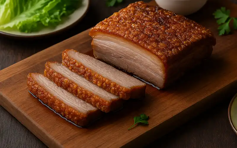 Panceta asada al horno, ideal para un banquete con amigos