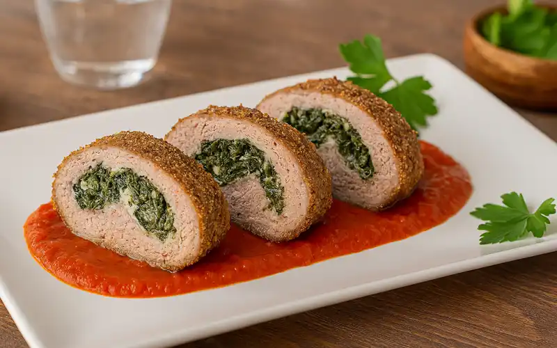 Ternera rellena de espinacas y queso