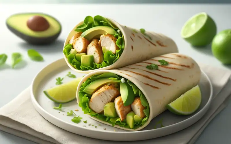 Wraps de pollo con aguacate y lechuga