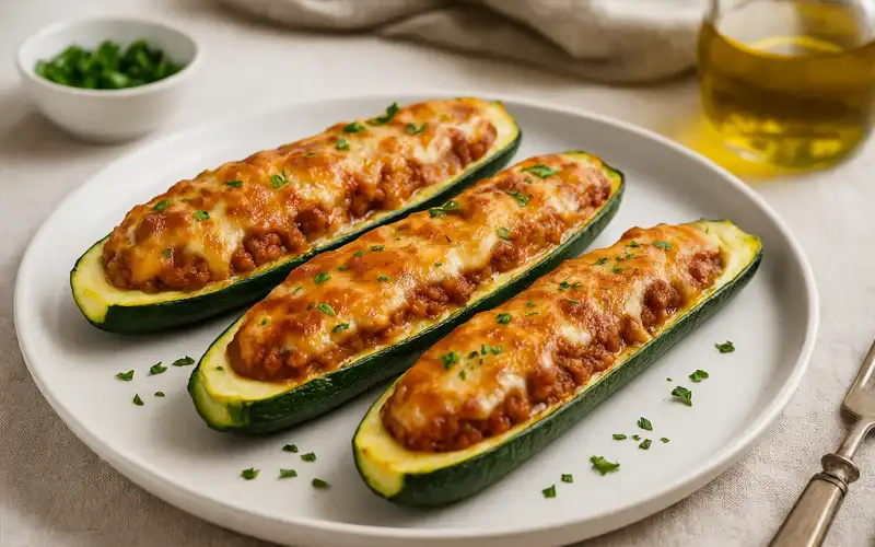 Calabacines rellenos de carne