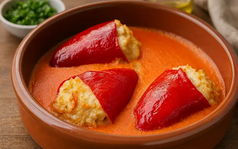 Pimientos del piquillo rellenos de bacalao