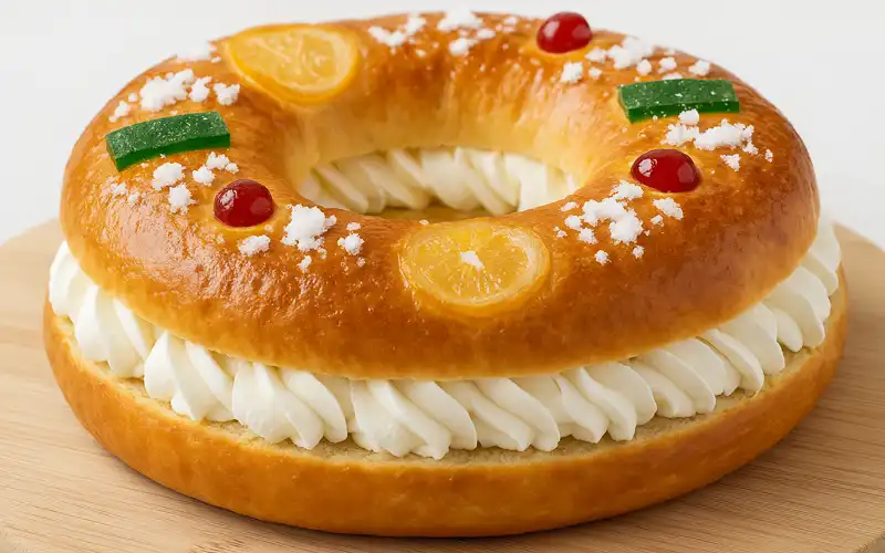Roscón de Reyes relleno de nata
